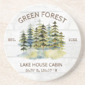  mistig groen bos Waterverf Cabin Lodge Zandsteen Onderzetter (Voorkant)