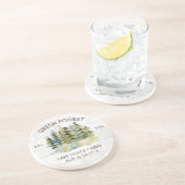  mistig groen bos Waterverf Cabin Lodge Zandsteen Onderzetter (Zijkant)