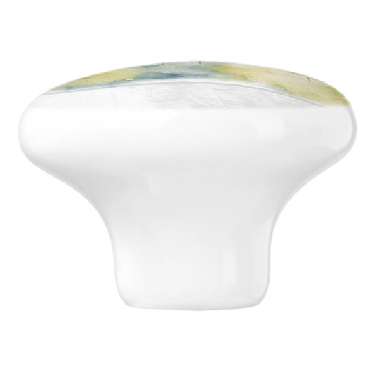 mistig groen dennenbos Waterverf wit hout Keramische Knop (Zijkant)