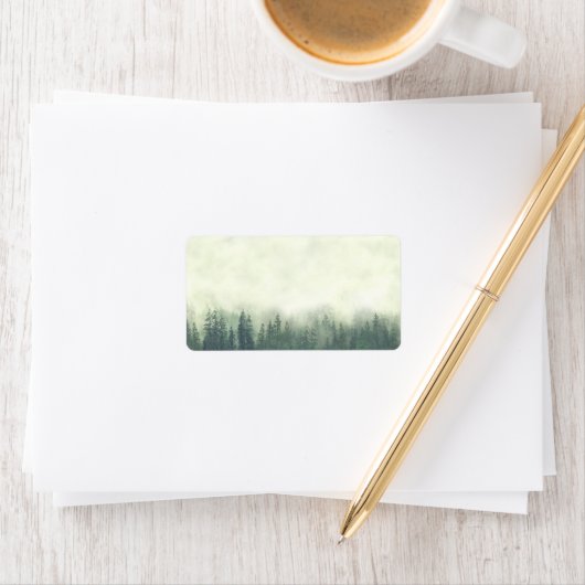 mistig groene dennen rustieke diy print bruiloft a etiket (Insitu)