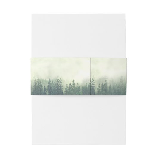 mistig groene dennenboom bos rustieke bruiloft uitnodigingen wikkel (Achterkant Voorbeeld)