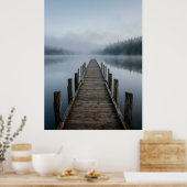 Mistig meer Houten Steiger Kalme uitzicht Poster (Keuken)