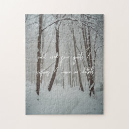 Mistig winterbos legpuzzel