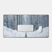 Mistig winterwoudpad Winterlandschap Bureaumat (Keyboard & Muis)