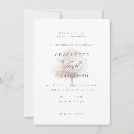 Mistige boom bruiloft uitnodiging (Voorkant)