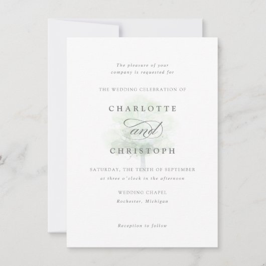 Mistige boom bruiloft uitnodiging (Voorkant)