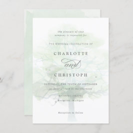 Mistige boom bruiloft uitnodiging