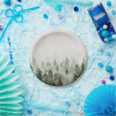 mistige dennenbomen papieren bordje (Feest)