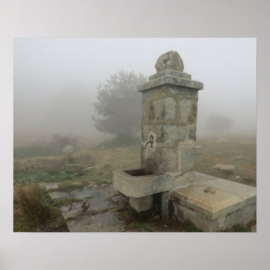 mistige fontein poster (Voorkant)
