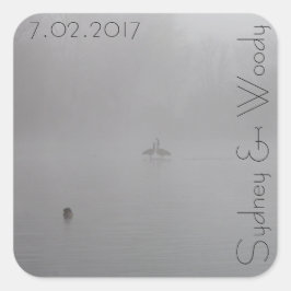 mistige ganzen vierkante sticker