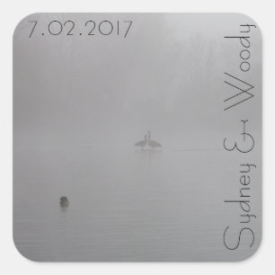 mistige ganzen vierkante sticker