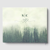 Mistige groene bergen & dennen rustieke bruiloft gastenboek (Achterkant)