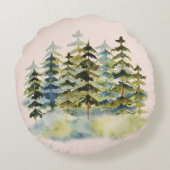  mistige groene dennenboom bos pinery rond kussen (Achterkant)