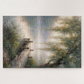 Mistige meersteiger met wilg legpuzzel (Horizontaal)