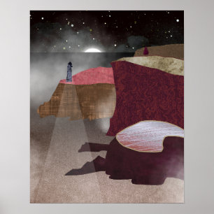 Mistige vuurtoren poster