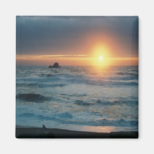 Mistige zonsondergang / Zeegezicht....... Magneet (Voorkant)