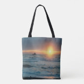 Mistige zonsondergang / Zeegezicht..... Tote Bag (Achterkant)