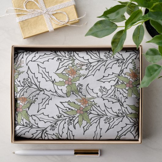 Mistle Toe Holly Tissuepapier (Geschenk)