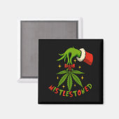 Mistlestoned Weed Leaf Funny Stoner Christmas  Magneet (Voorkant / Achterkant)