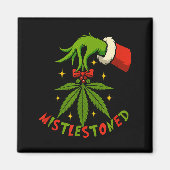 Mistlestoned Weed Leaf Funny Stoner Christmas  Magneet (Voorkant)