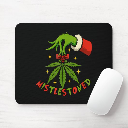Mistlestoned Weed Leaf Funny Stoner Christmas  Muismat (Met muis)