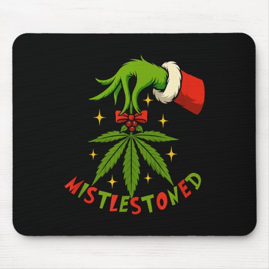 Mistlestoned Weed Leaf Funny Stoner Christmas  Muismat (Voorkant)