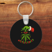 Mistlestoned Weed Leaf Funny Stoner Christmas  Sleutelhanger (Voorkant)
