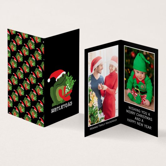 Mistle'toad, Familie Foto Kerstmis Kaart Visitekaartje (Binnen en buitenkant)