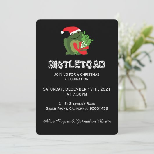 Mistle'toad Kerstparty Uitnodiging (Staand voorkant)