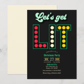 Mistletoe After Dark Get Lit Retro Christmas Party Kaart (Voorkant / Achterkant)