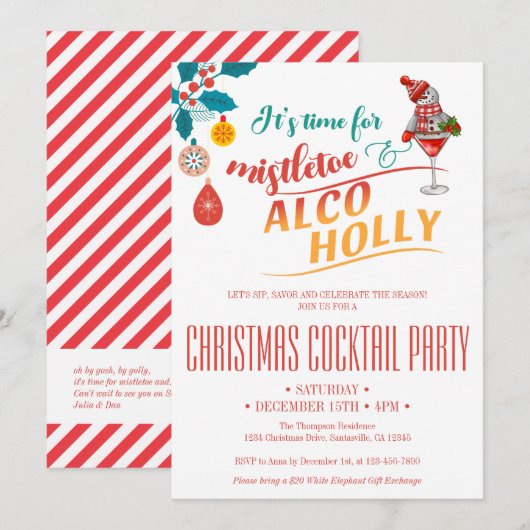 Mistletoe & Alco-Holly Kerstcocktail Brunch Kaart (Voorkant / Achterkant)