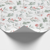 Mistletoe and Holly Berries Pattern Cadeaupapier (Hoek)