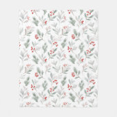 Mistletoe and Holly Berries Pattern Fleece Deken (Voorkant)