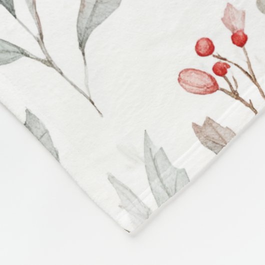 Mistletoe and Holly Berries Pattern Fleece Deken (Hoek)