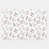 Mistletoe and Holly Berries Pattern Inpakpapier Vel (Voorkant 2)
