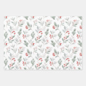 Mistletoe and Holly Berries Pattern Inpakpapier Vel (Voorkant)
