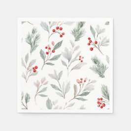 Mistletoe and Holly Berries Pattern Servet