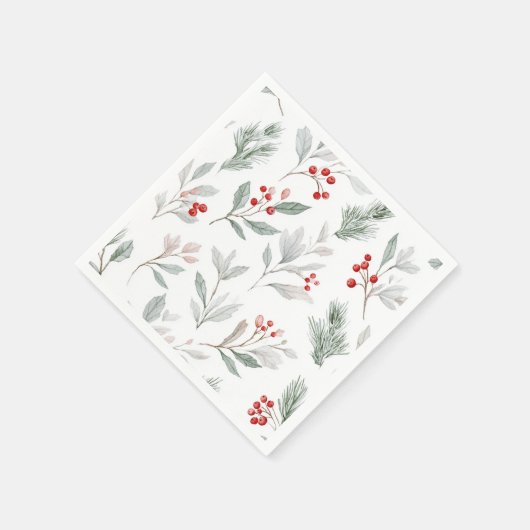 Mistletoe and Holly Berries Pattern Servet (Hoek)