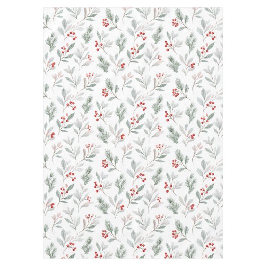 Mistletoe and Holly Berries Pattern Tafelkleed (Voorkant)