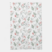 Mistletoe and Holly Berries Pattern Theedoek (Verticaal)