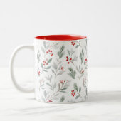 Mistletoe and Holly Berries Pattern Tweekleurige Koffiemok (Links)
