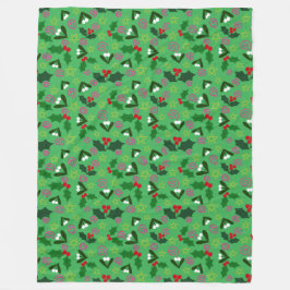 Mistletoe and Holly Winter Holiday Fleece Deken