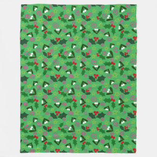 Mistletoe and Holly Winter Holiday Fleece Deken