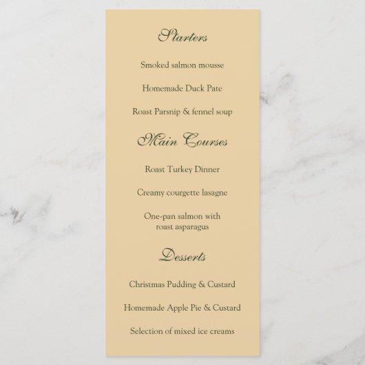 Mistletoe Bells Kerstmis Menu (Achterkant)