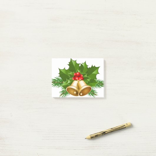 Mistletoe Bells Post-it® Notes (Op bureau)