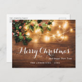 Mistletoe Berry Branch Rustic Kerstfeestdag Briefkaart (Voorkant / Achterkant)