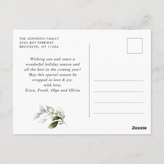 Mistletoe Berry Branch Rustic Kerstfeestdag Briefkaart (Achterkant)