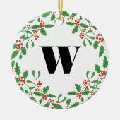 Mistletoe Berry Wreath Monogram Ornament (Voorkant)
