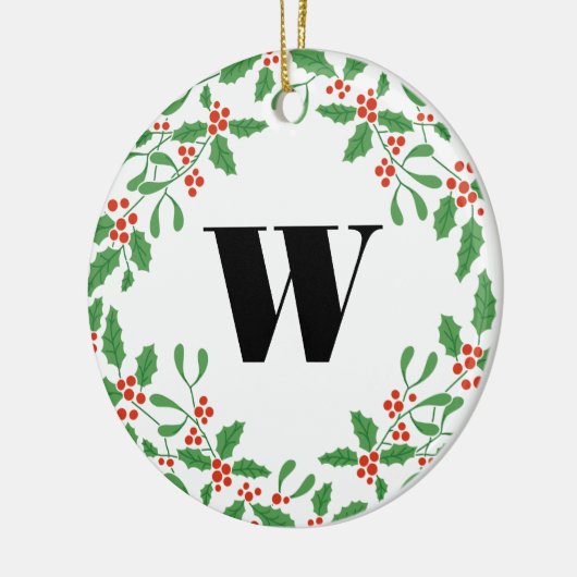 Mistletoe Berry Wreath Monogram Ornament (Links)