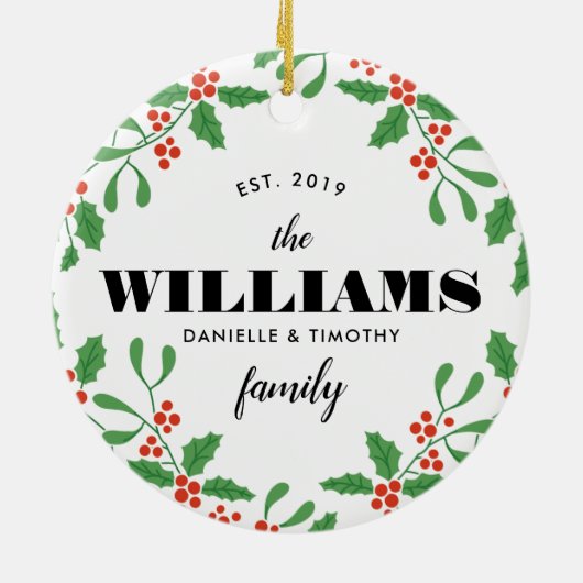 Mistletoe Berry Wreath Monogram Ornament (Achterkant)